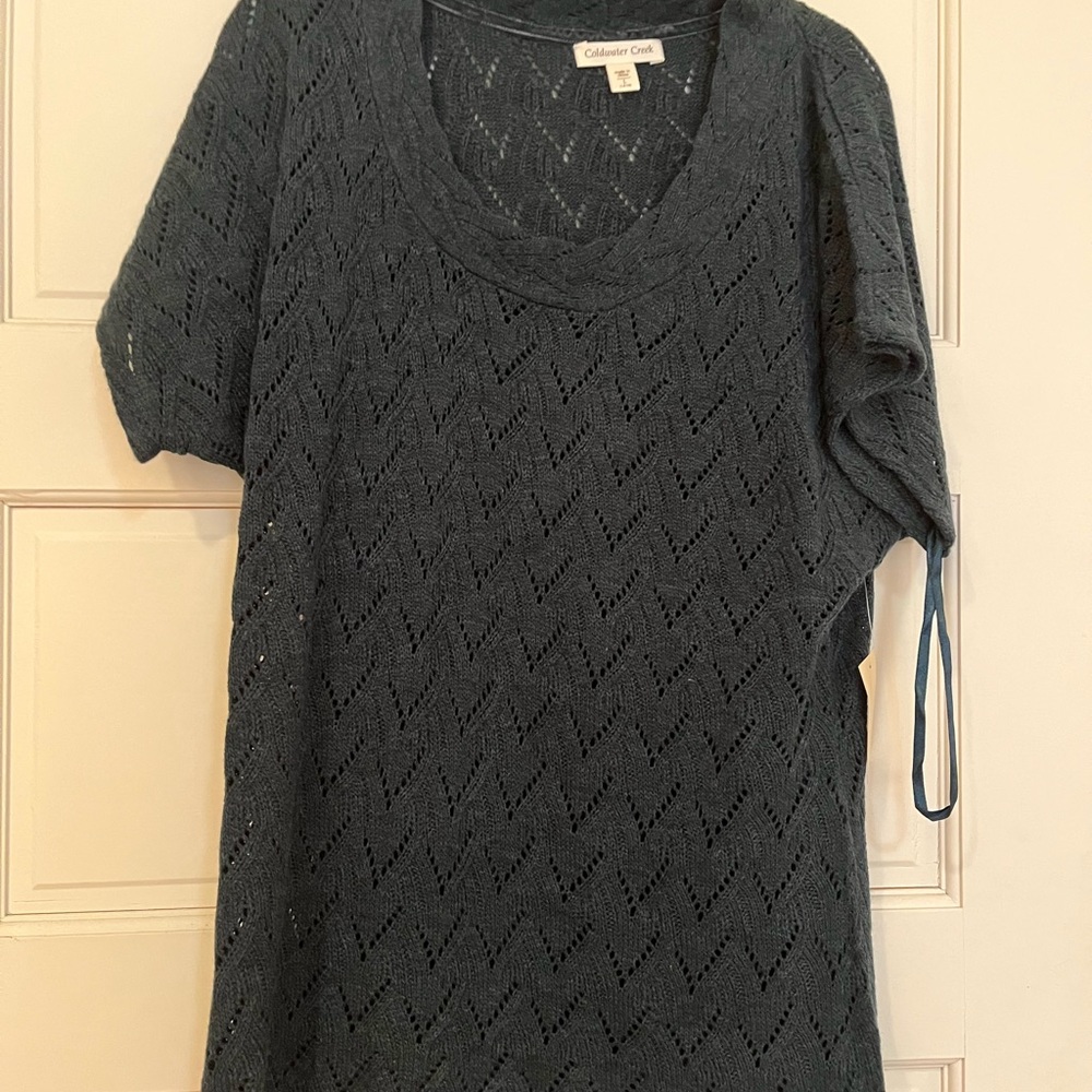 Pointelle sweater short sleeve